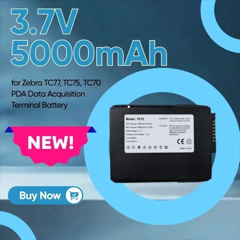 

New 3.7V 5000mAh High-capacity BT-000318 Lithium Battery for Zebra TC77, TC75, TC70 PDA Data Acquisition Terminal Battery