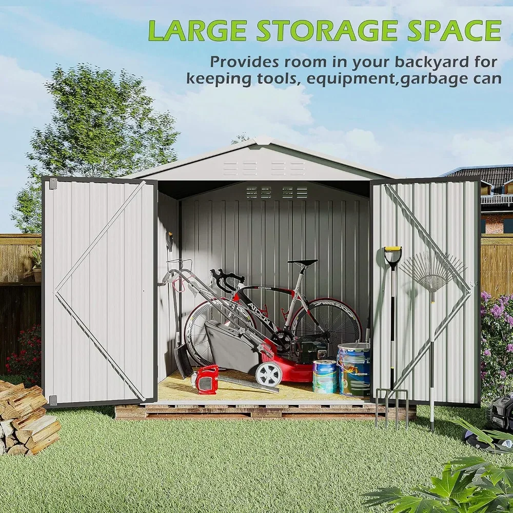 6 x 4 FT Gray Metal Outdoor Storage Shed, Tool Sheds for Backyard Garden Patio Lawn with Water Proof, Large Heavy Duty Tool Shed