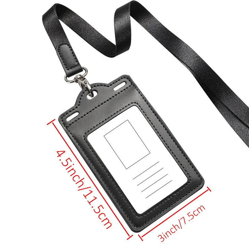 Meerdere kleuren horizontale en verticale werkkaarthouder werknemer badge ID beschermhoes echt leer met sleutelkoord briefpapier