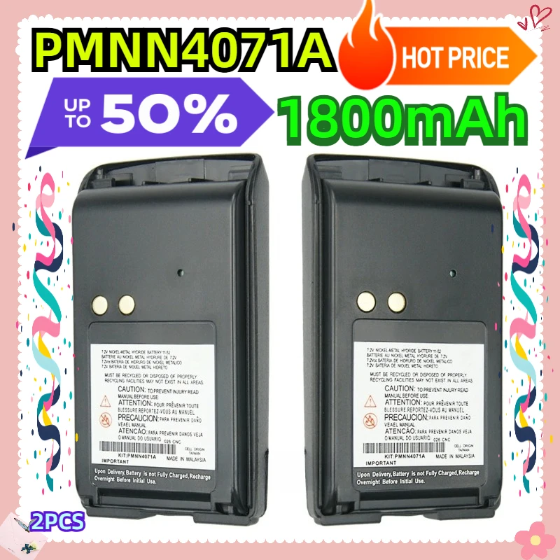 For Motorola Mag One A8 A6  BPR40 PMNN4071 PMNN4071AR Two Way Radios PMNN4071A 7.2V 1800mAh Ni-MH Replacement Battery