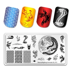 BeautyBigBang 2022 Animal Dragon Totem Nail Stamping Plates Snake Geometric Printing Stencil Manicure Nail Art Stamp Templates