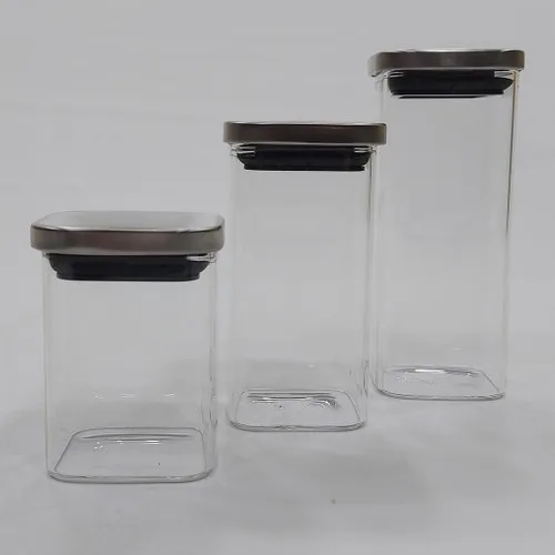 Arow 3'lü Metal Cap Vacuum Glass Jar