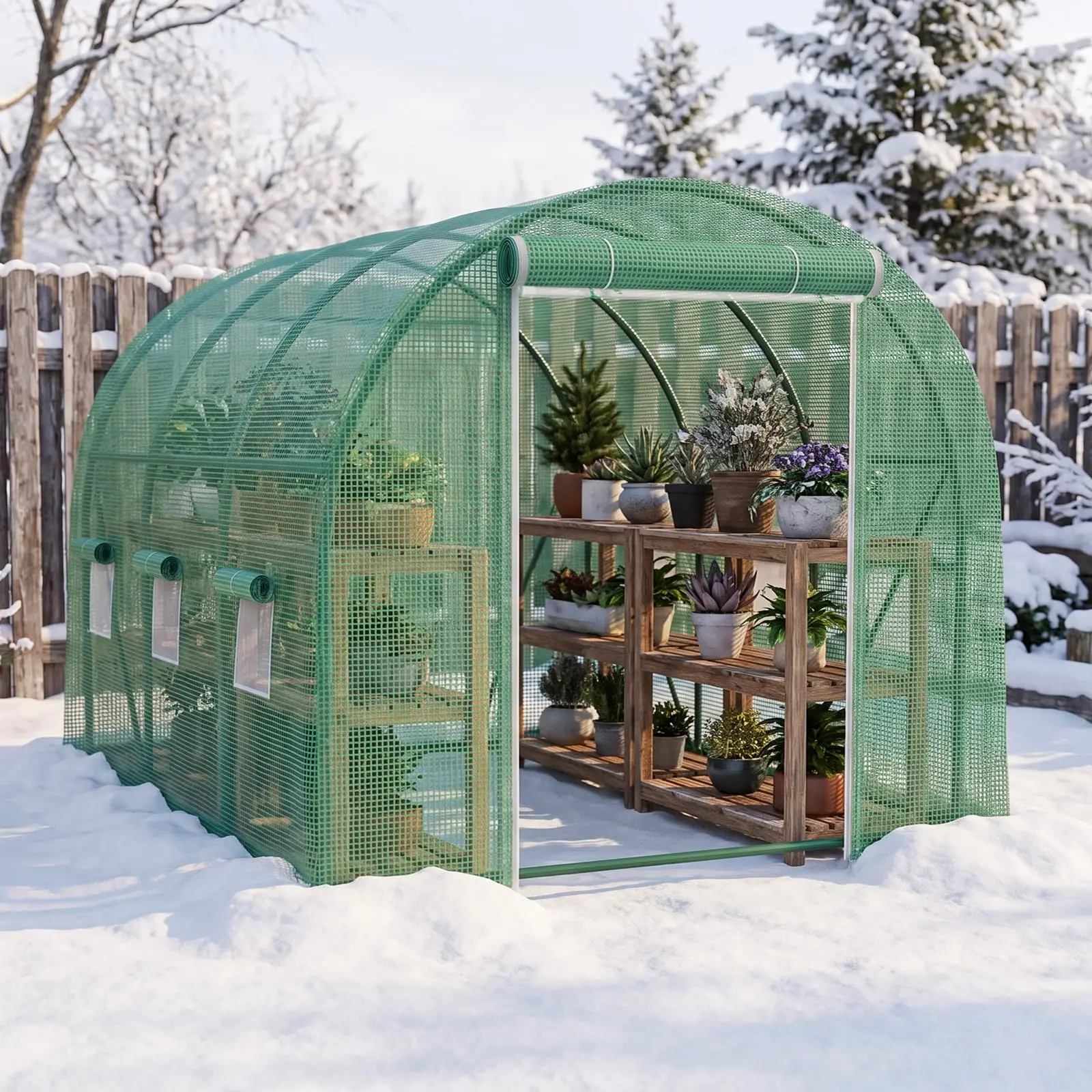10×7×7 FT enhouses for Outdo Heavy Duty, Large Walk in en Houses for Outside with 6 Ventilated Mesh Windows & Roll-up