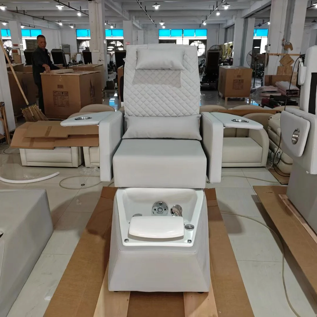 Modern Manicure Pedicure Chair with Water Circulation Foot Bath, Ambient LED Light, Movable Design for Nail Salon Spa