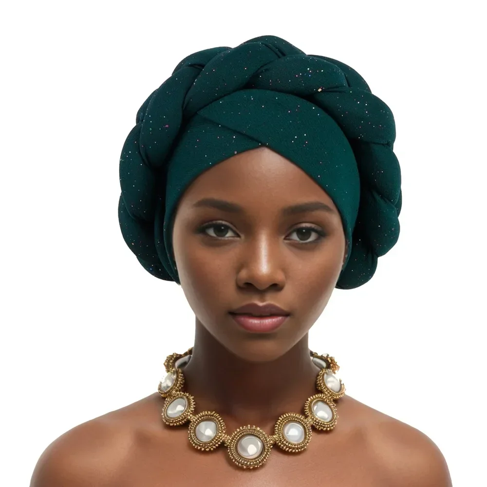 2024 Fashion African Headtie Autumn Winter Solid Color Hat African Caps African Head Wrap