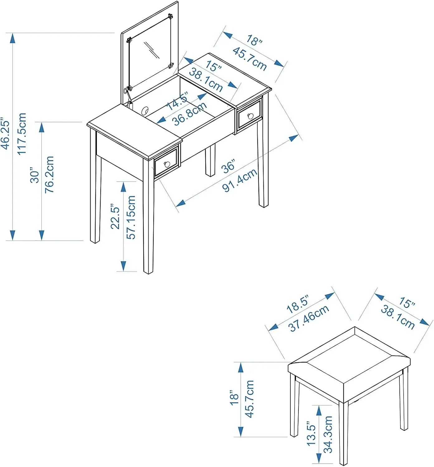 طقم مقعد على شكل فراشة سوداء من Home Dcor مع مقعد، 36'w x 18'd x 30'h،