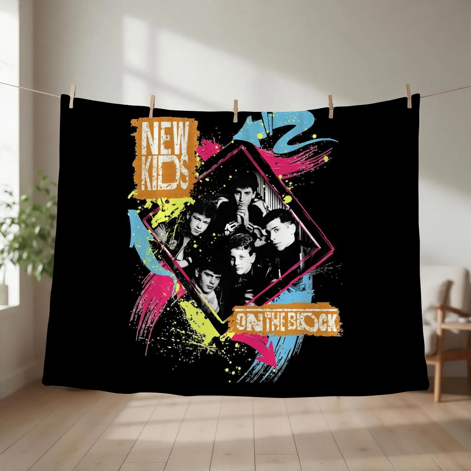 NKOTB Men&x27;s Retro Throw Blanket couch cozy soft plush fuzzy picnic outdoor blanket
