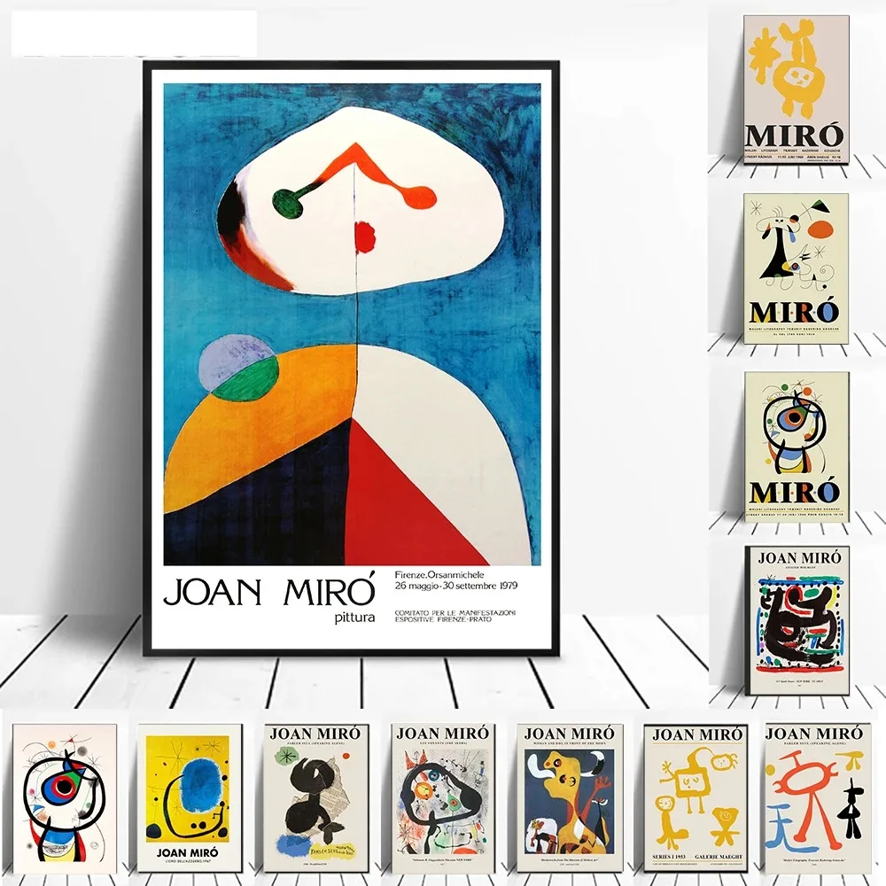 Joan Miro Museum Exhibition Retro Poster Gallery Wall Art Set Canvas Paintings and Prints Nordic Home Decor Pictures