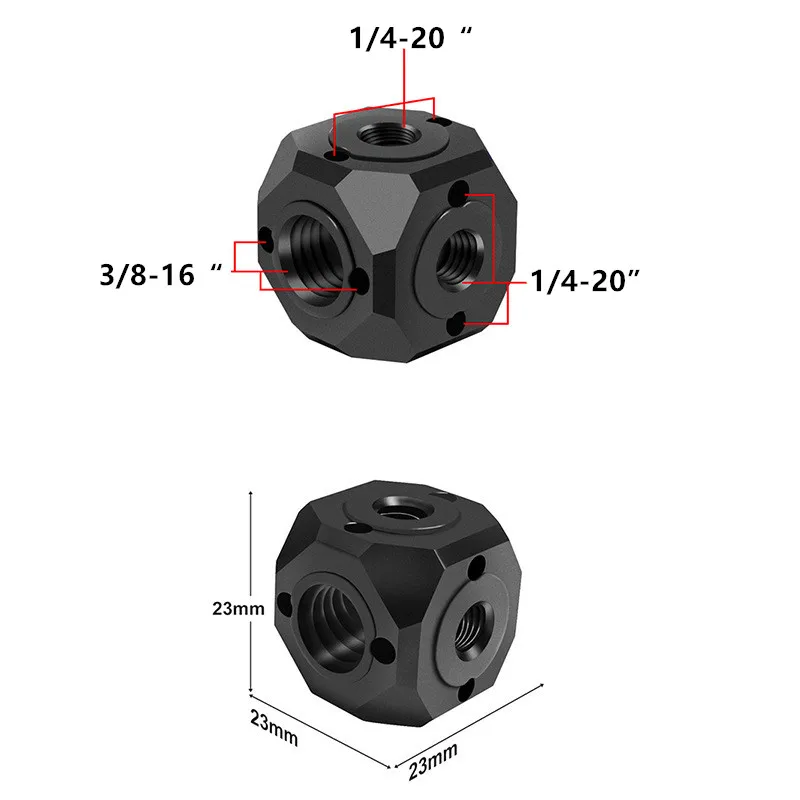 Magic Cubic Mount Tripod Screw Hole Adapter for Magic Arm Flash Vlog Video Fill Light Microphone Extension Mount Head