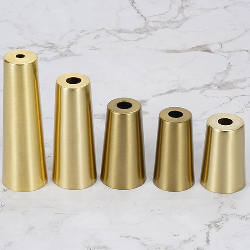 1pc Furniture Leg Cover Foot Solid Copper Tip Brushed Brass Table Chair Cylinder/Cone Cap Protect Decor Bottom Safe Pad