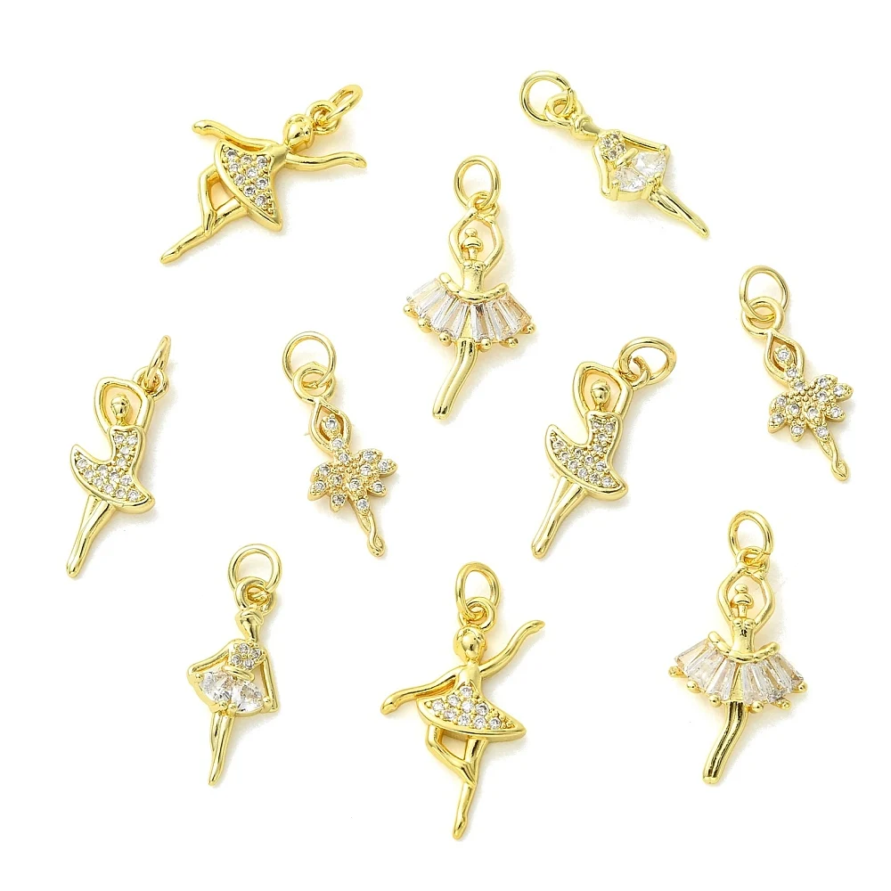 10pcs Brass Ballerina Charms Ballet Dancer Pendants Golden Cute Girl Dance Charms for DIY Bracelet Necklace Jewelry Making