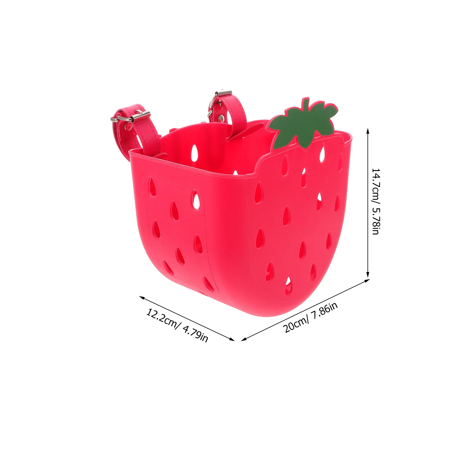2Pcs 자전거 바구니 자전거 스쿠터 삼륜차를위한 귀여운 딸기 모양의 과일 디자인 경량 내구성 플라스틱 안정적
