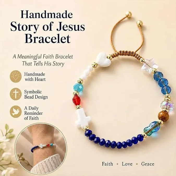 Cross Beaded Bracelet for Women – Colorful Heart Charm Bracelet, Cute Handmade Adjustable Bracelet, Meaningful Gift for Mom