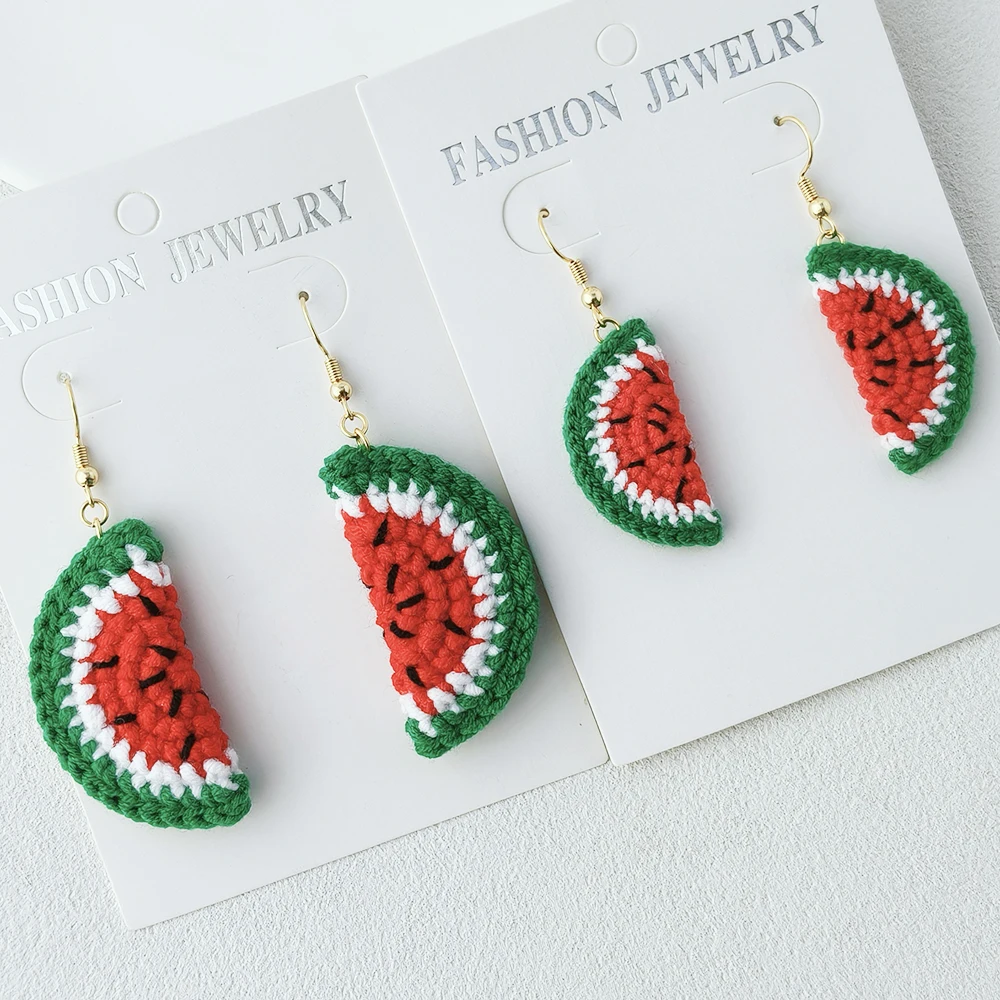 Crochet Fashion Flower Drop Earrings for Women Handmade Knitted Dangle Hooks Earrings Girls Party Holiday Jewelry Gifts
