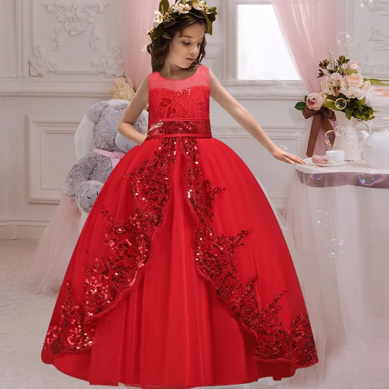 

New Style Girl Wedding Dress Flower Bridesmaid Banquet Segments Show Long Dress Girl Graduation Shop Party Long Dress