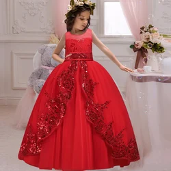 New Style Girl Wedding Dress Flower Bridesmaid Banquet Segments Show Long Dress Girl Graduation Shop Party Long Dress