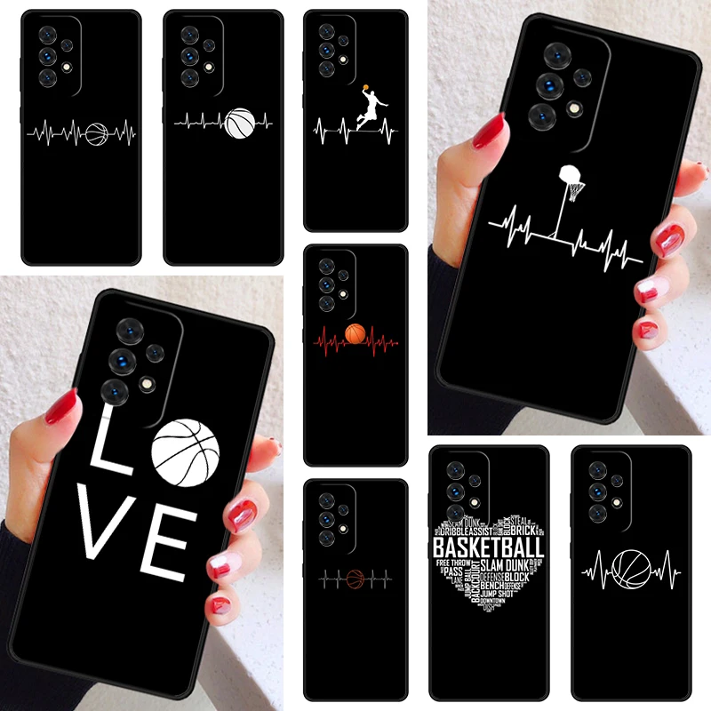 Basketball Heart Beat Phone Case Cover For Samsung Galaxy A52 A72 A73 A20e A21S A50 A70 A11 A12 A42 A31 A40 A51 A71 A32 A80 A91