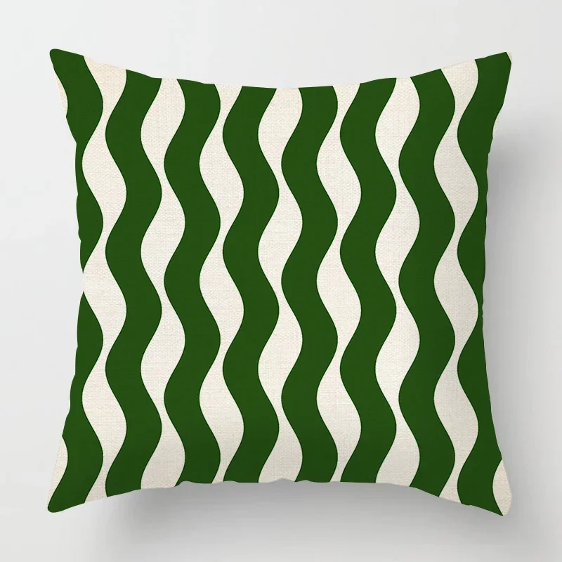 Funda de almohada verde geométrica, cubierta de cojín de lino de Color sólido, decoración de sofá de sala de estar, 40x40, 50x50