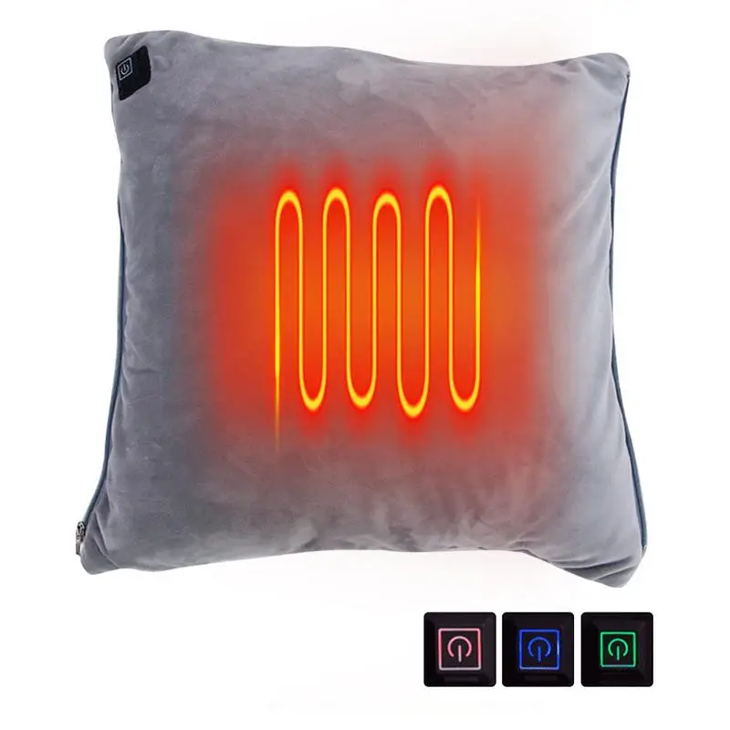 Adjustable Temperature Electric Heated Throw Pillow Heating Pad Heat Cushion Chair Body Winter Warmer 3 Levels Blanket Pillow