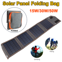 Solar Panel Folding Bag USB Output 15W 50W 5V Solar Battery Charger Waterproof Smart Phone Watch Power Bank for Traveling Hiking