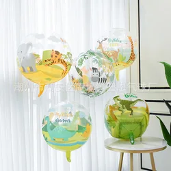 4 Uds nuevo globo de dinosaurio Animal de la selva transparente 4D de 22 pulgadas decoración de fiesta temática de cumpleaños globo de helio vacío flotante