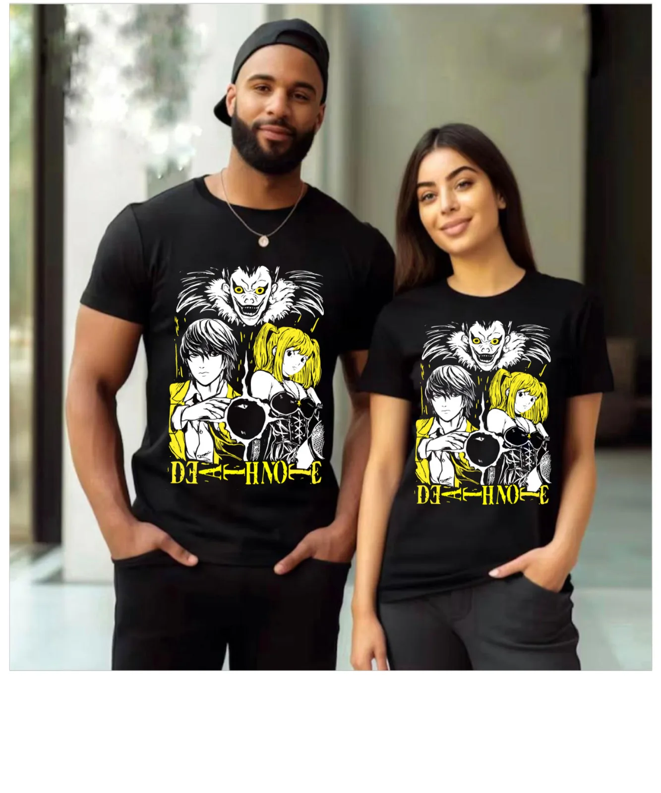 

Kira Ryuk T-Shirt Death Note L Manga Strip Horror Anime Black Tee Shirt All Size