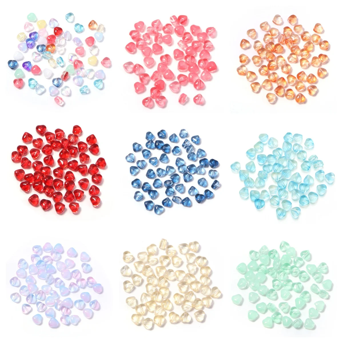 50pcs/lot 6mm Transparent Heart Shaped Crystal Glass Beads Loose Spacer Beads for DIY Bracelet Necklace Jewelry Making Supplies