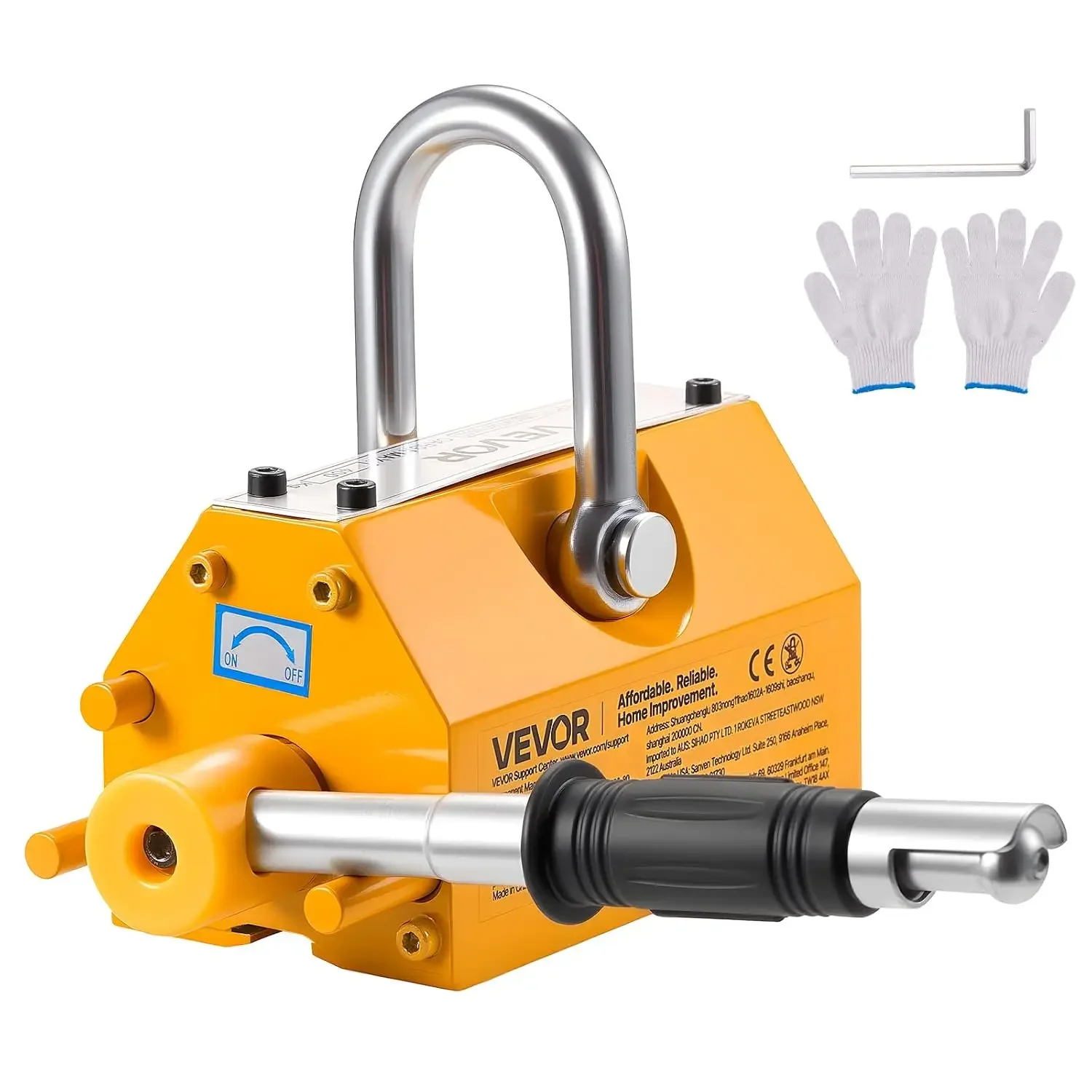 Permanent Magnetic Lifter, 880 lbs Pulling Capacity, Heavy Duty N42 Neodymium Lifting Magnet with Release Handle and Steel Hook,