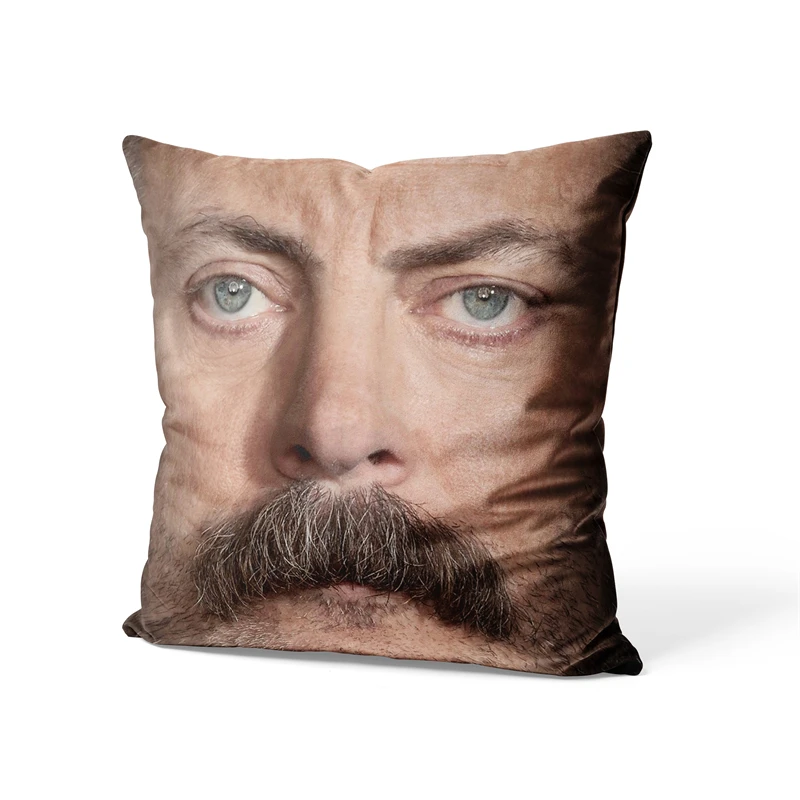 Aertemisi 18'' x 18'' Ron Swanson Nick Offerman Face Square Throw Pillow Cushion Covers Cases Pillowcases 45cm x 45cm