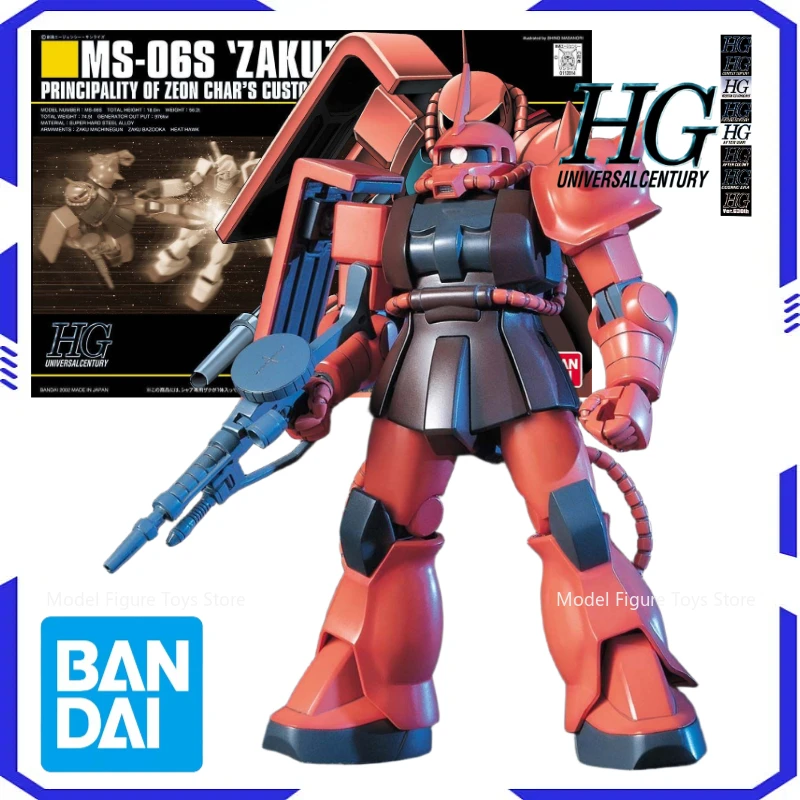 

Bandai gundam modelo kit anime figura 1/144 HG-MS-06S Zaku Anime action character assembly model toy robot boy gift