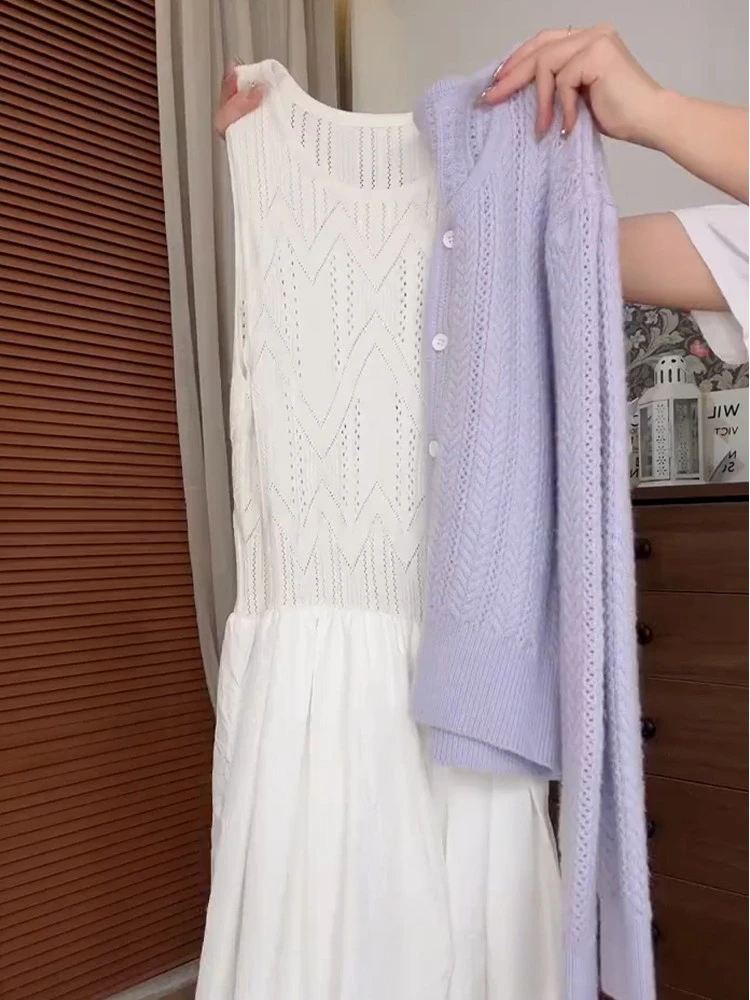 

Элегантный белый комплект-платье для женщин: новинка ранней весны 2026, суперпопулярный тренд, идеально сочетающийся, повседневный, с завышенной талией