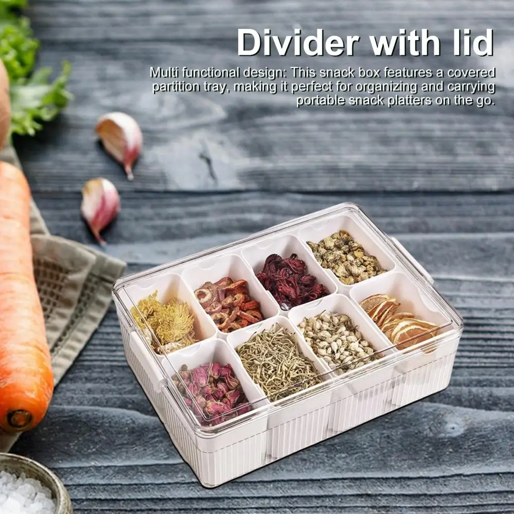 Divided Dinner Plate with Lid Dustproof Divided Food Box with Transparent Lid Timer for Fridge Organization Candy Organizer