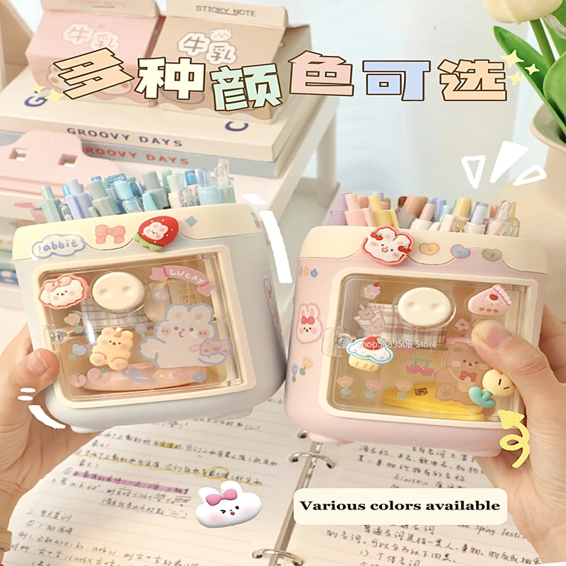 Cute Pig Pen Holder Student Stationery Gift Children Girl Ornaments Desk Storage Box Desk Accessories Large Capacity Pen Holder
