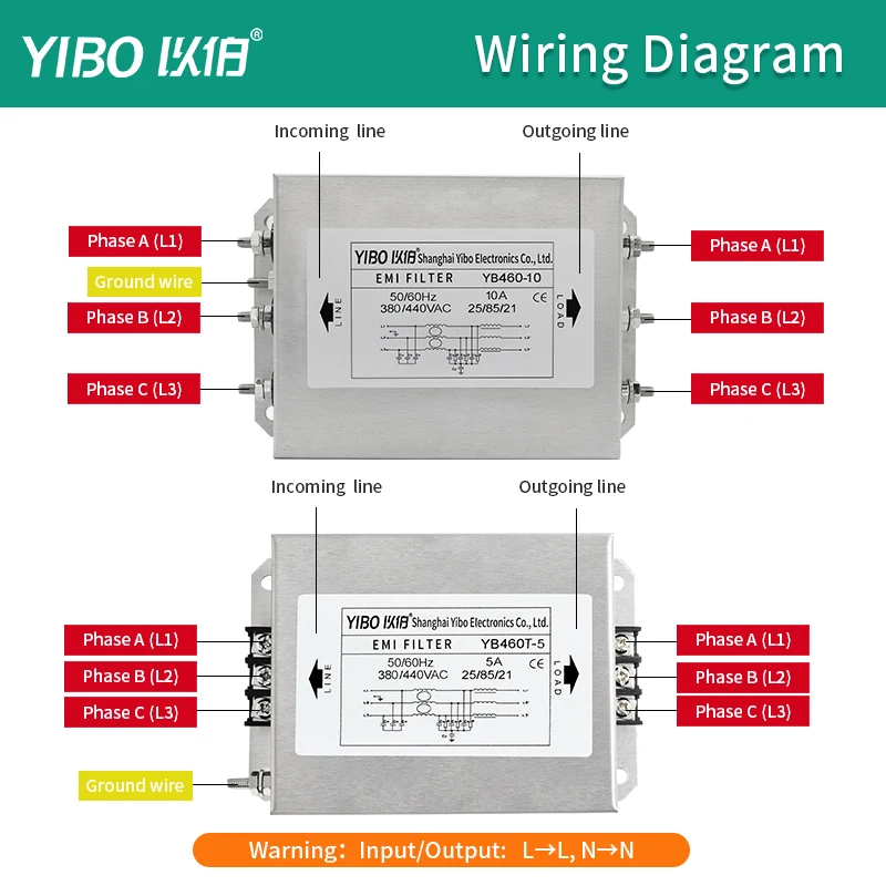 YIBO Three phase three wire power filter 380V anti-interference frequency conversion servo dedicated YB460