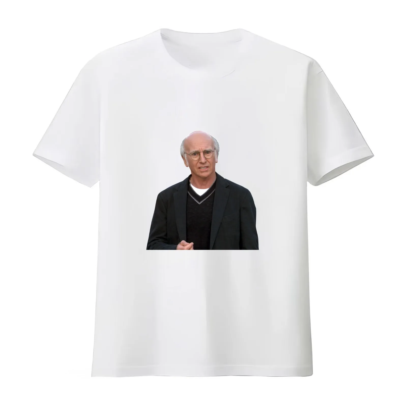 Larry David - 7 T-Shirt Summer Casual Cotton Tee Oversized Streetwear Tops Vintage Graphic Print Loose Fit Short Sleeve
