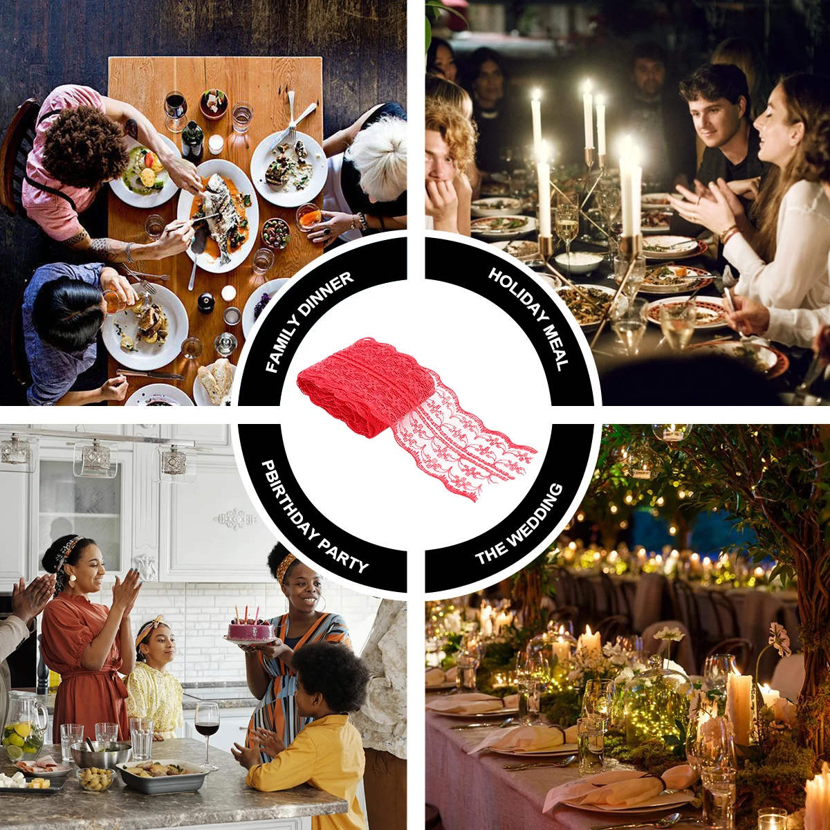 

12pcs Lace Decorative Ribbons for Crafts Gift Wrap Hair Accessories 2m Fabric Ribbon Crochet Floral Pattern Party Holiday