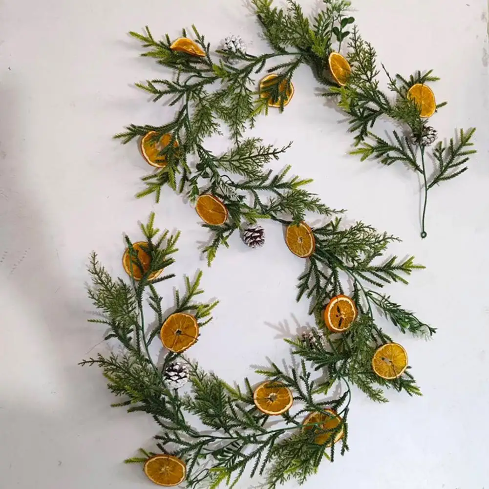 Christmas Garland 6ft Dried Orange Flakes Garland Realistic Farmhouse Decor Winter Orange Garland for Mantel Front Door Porch