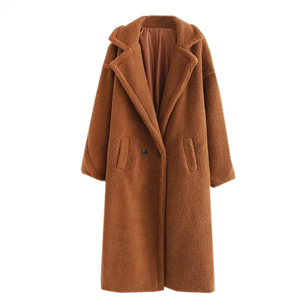 Clearance Sale !! Autumn Long Coat Women Teddy Coats Stylish Female Thick Warm Cashmere Jacket Casual Streetwear Female Clothing