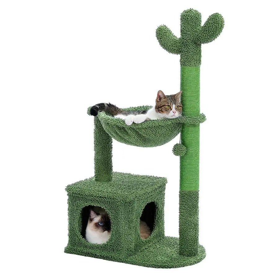 

Cat Tree 40 Cat Tower with Large Metal Carpet Hammock, Cat Scratching Post for Indoor Cats with Condo amp Replaceable Toy Ball,