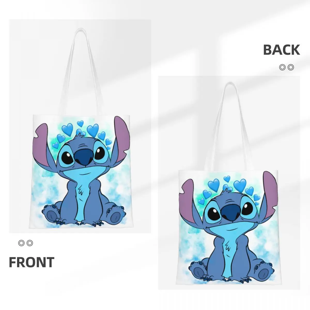 Custom Fashion Cartoon Anime Manga Stitch Shopping Tote Bag Reusable Canvas Grocery Shoulder Shopper Bag