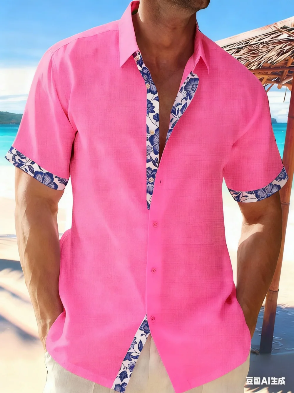 

Men's Hawaiian Beach Printed Shirt, Linen Top with Lapel, Casual, High Quality, Loose and Breathable, 11 Colors, Hot Selling