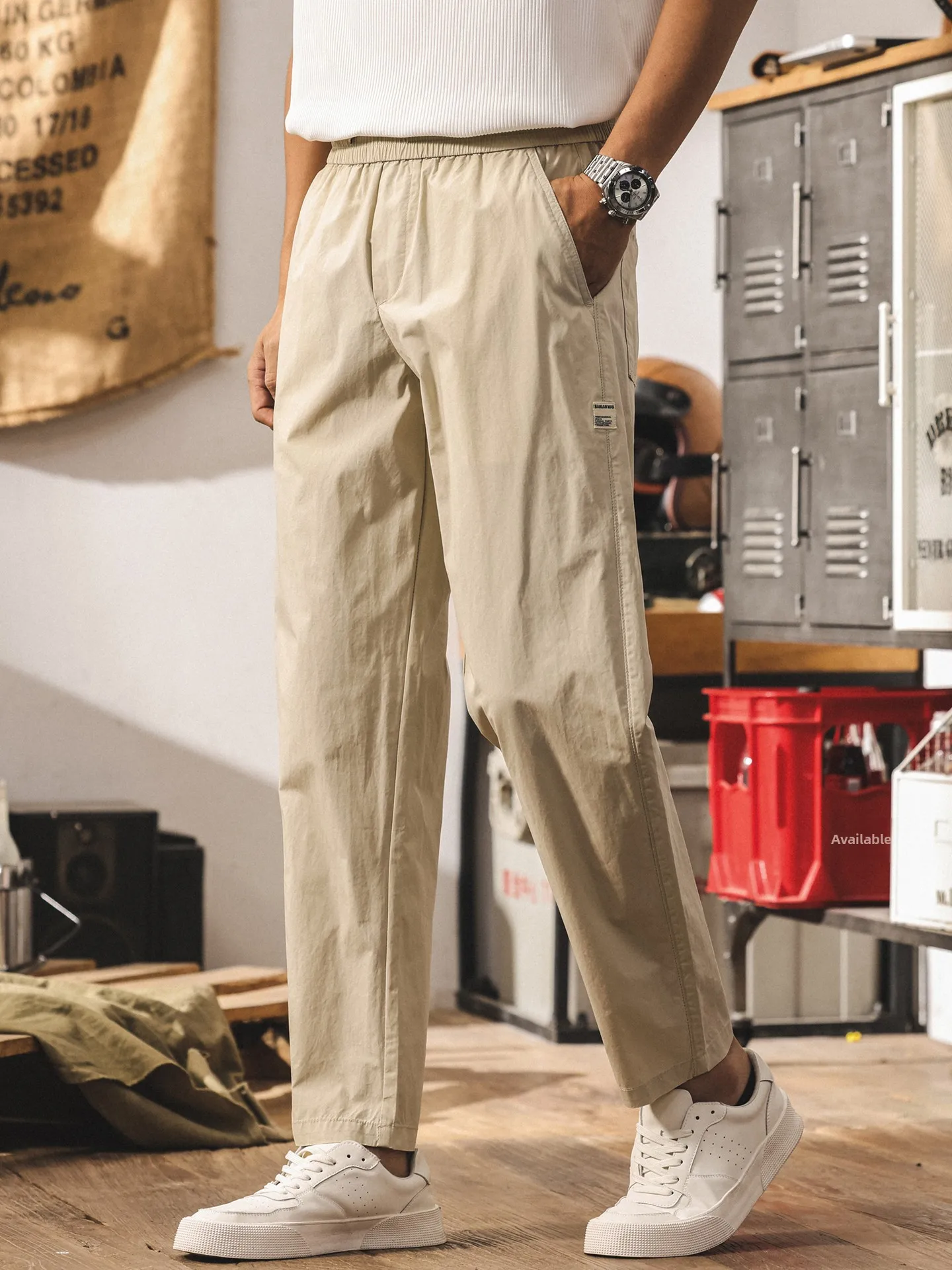 

Summer Thin Cool Feeling Air Conditioned Pants American Sle Ice Silk Loose Straight Leg Men's Casual Long Trousers