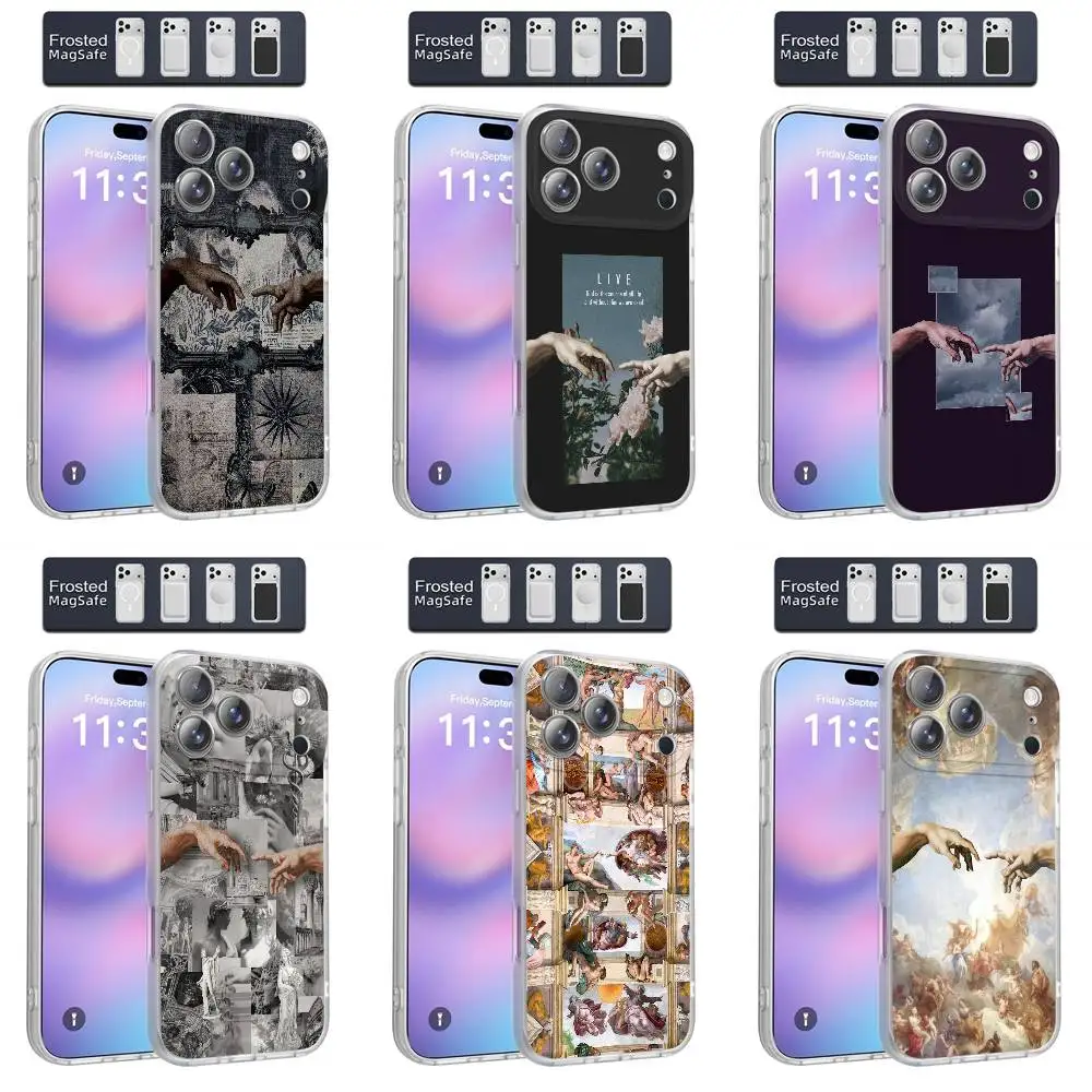 

The Creation of Adam Michelangelo Phone Case For iPhone 14,16,13,17,15,12,11,Pro,Max,Plus,E,Air,Mini Magnetic Magsafe Frosted