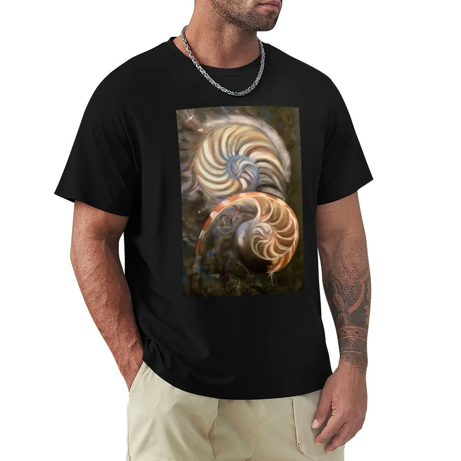 

Galactic Nautilus T-Shirt summer 2025 T-shirts man plain sublime mens clothes