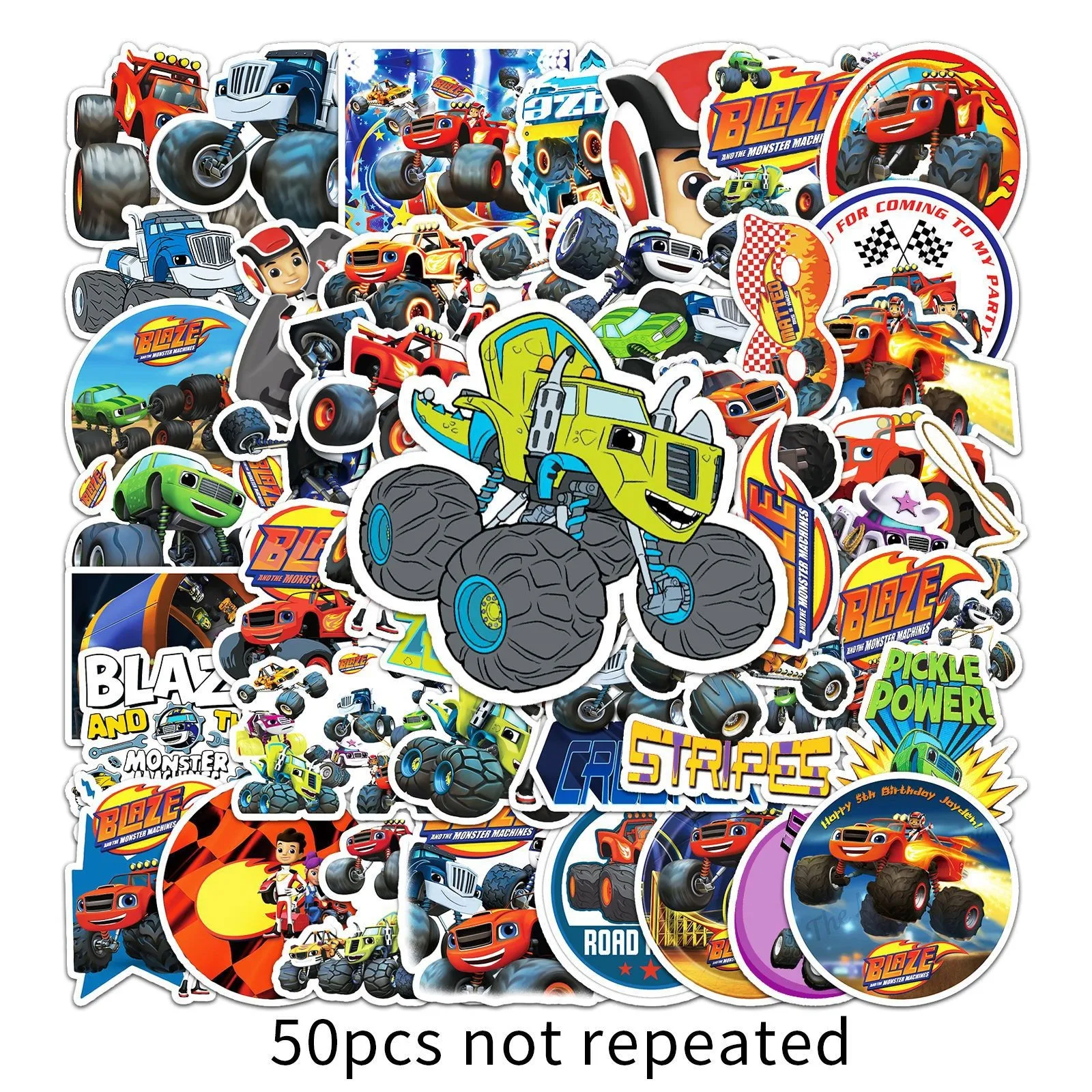 50PC Blaze Monster Machines cartoon Stickers DIY Mobile Phone Laptop Luggage Skateboard Graffiti Stickers Children\'s Gift Toy