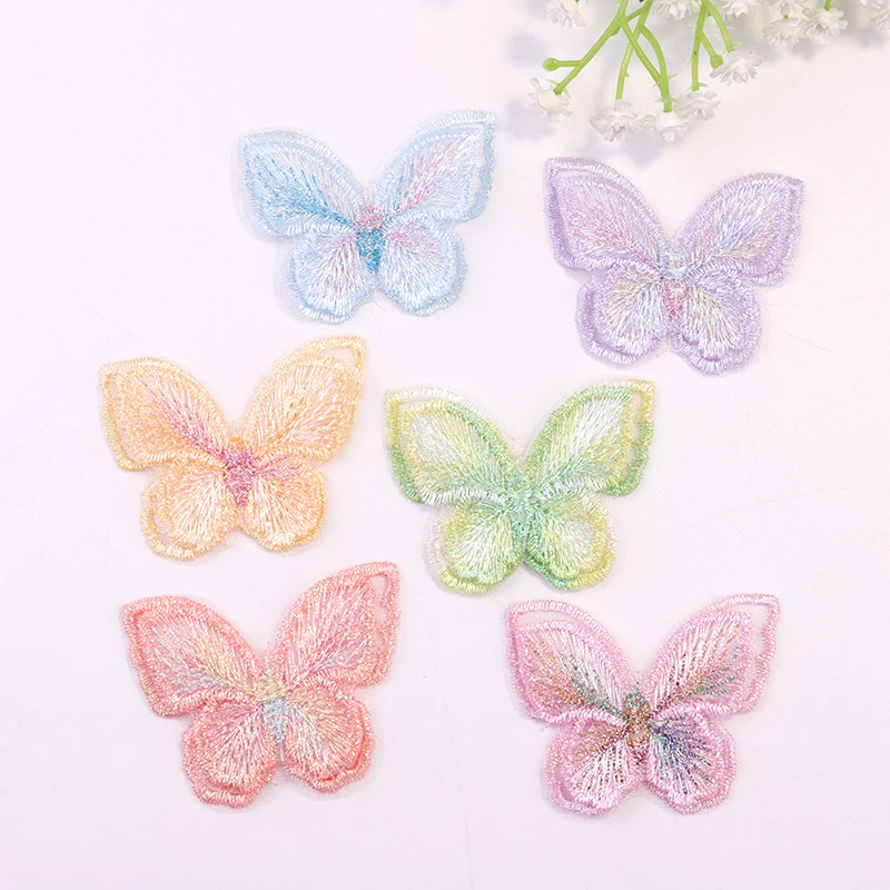 10PCS Colorful Butterfly Patches 5.5CM Double Layer Embroidered DIY Supplies Butterfly Patches for Clothing Sewing Accessories