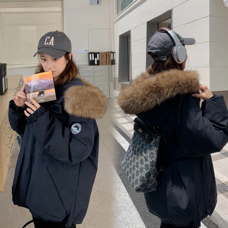 

YYAHAHAS American Fashion Workwear Down Cotton Jacket Women's Short Winter Fur Collar Thick Cotton Parkas Korean Trend