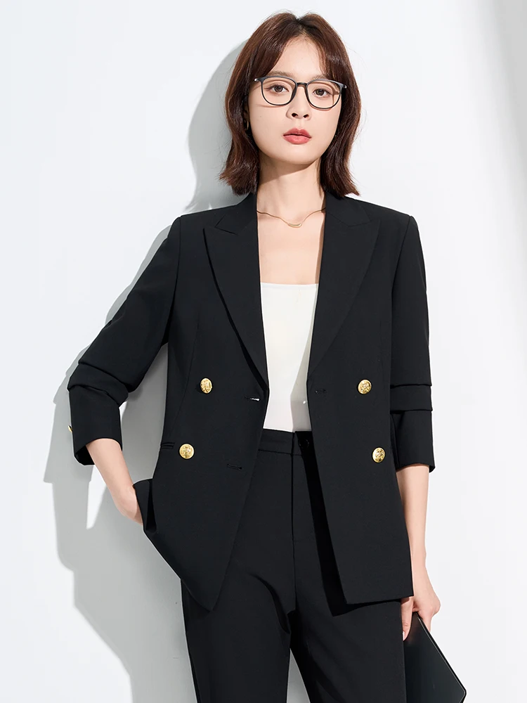 

Women's Suit Set Casual Interview Teaching Resources Career Faion Korean Sle Slim Fit Breathable Long Sve Double Breasted