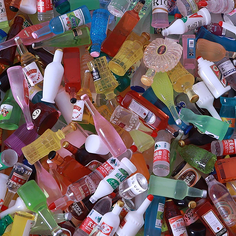 10 pièces maison de poupée Mini Simulation vin boissons bouteille maison de poupée cuisine décoration accessoires semblant jouer jouet pour enfants cadeaux