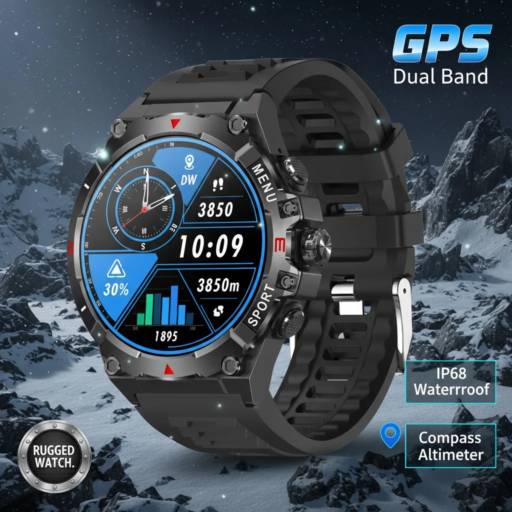

2025 New Professional GPS Sports Smart Watch Outdoor RIDE Run GPS track Swim Watchs Compass Altimeter IP68 Sports Bracelets Men
